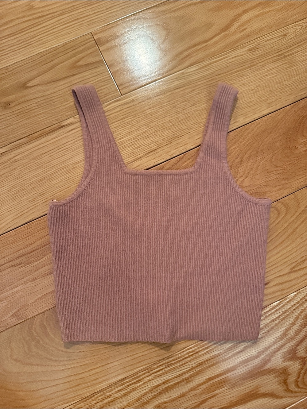Kendall & Kylie Ribbed Square-Neck Crop Cami in Mauve